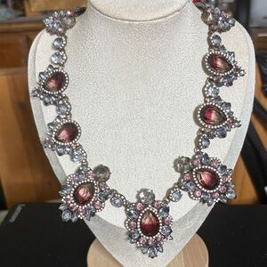 Elegant Red and Silver Statement Necklace